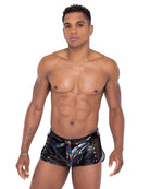 Men’s Pride Black Mesh Vinyl Runner Shorts