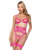 Nikolina Bubblegum Heart 3-Piece Garter Short Set