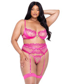 Plus Size Nikolina Bubblegum Heart 3-Piece Garter Short Set